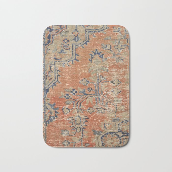 Vintage Woven Navy and Orange Bath Mat