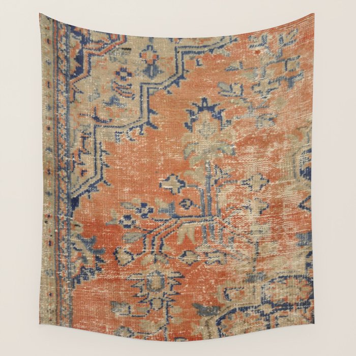 Vintage Woven Navy and Orange Wall Tapestry Gallery Image 4