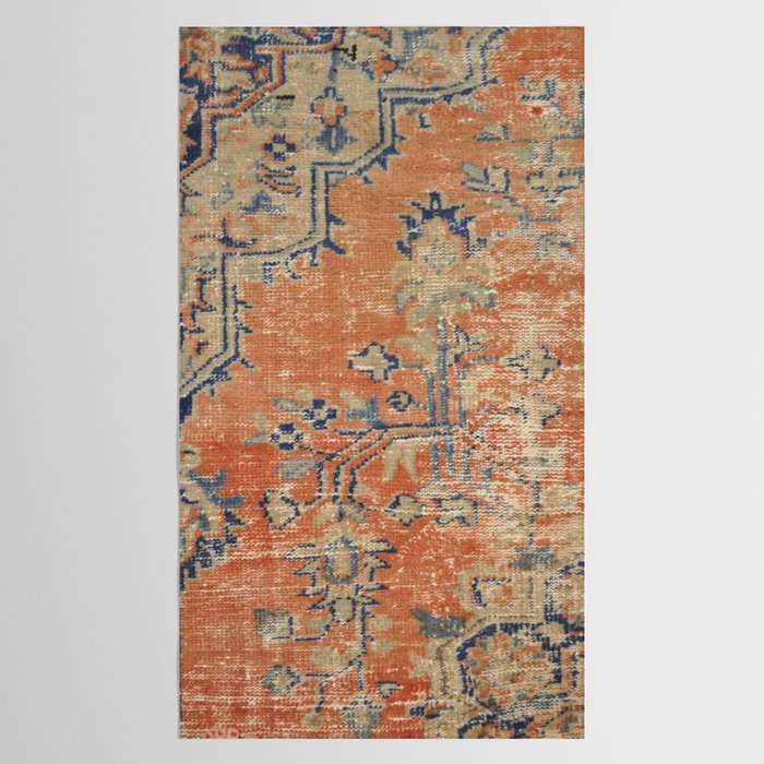 Vintage Woven Navy and Orange Tablecloth Gallery Image 2