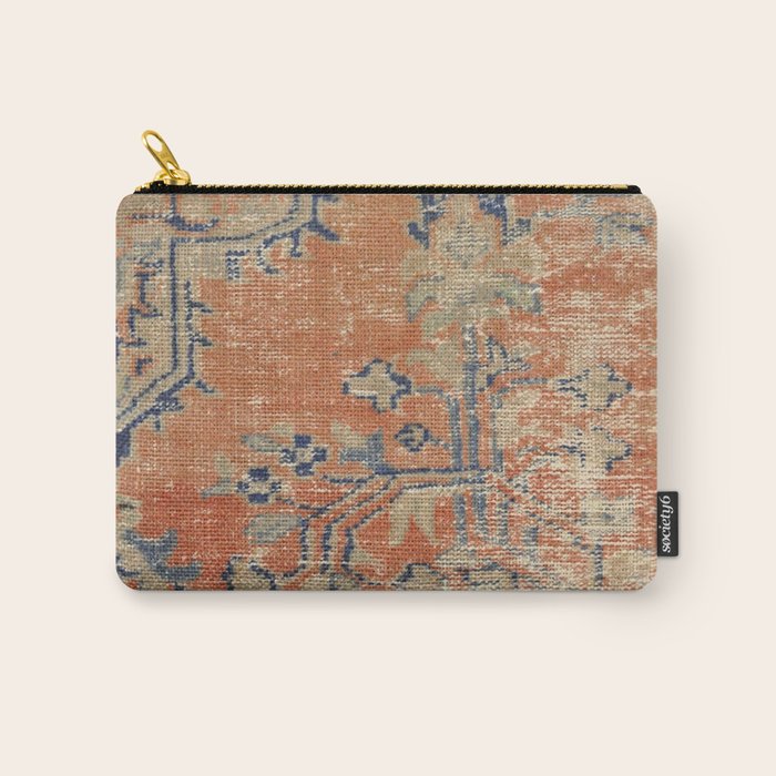 Vintage Woven Navy and Orange Carry All Pouch Gallery Image 1