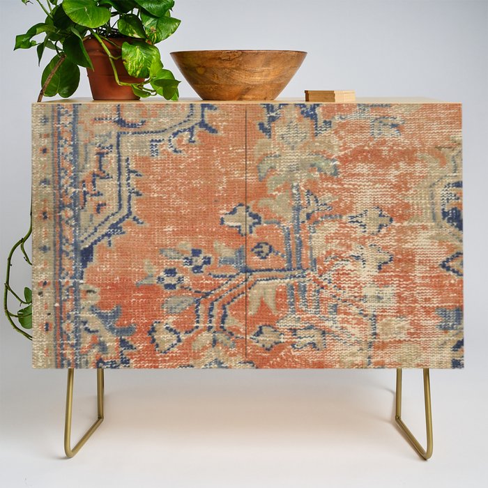 Vintage Woven Navy and Orange Credenza Gallery Image 1