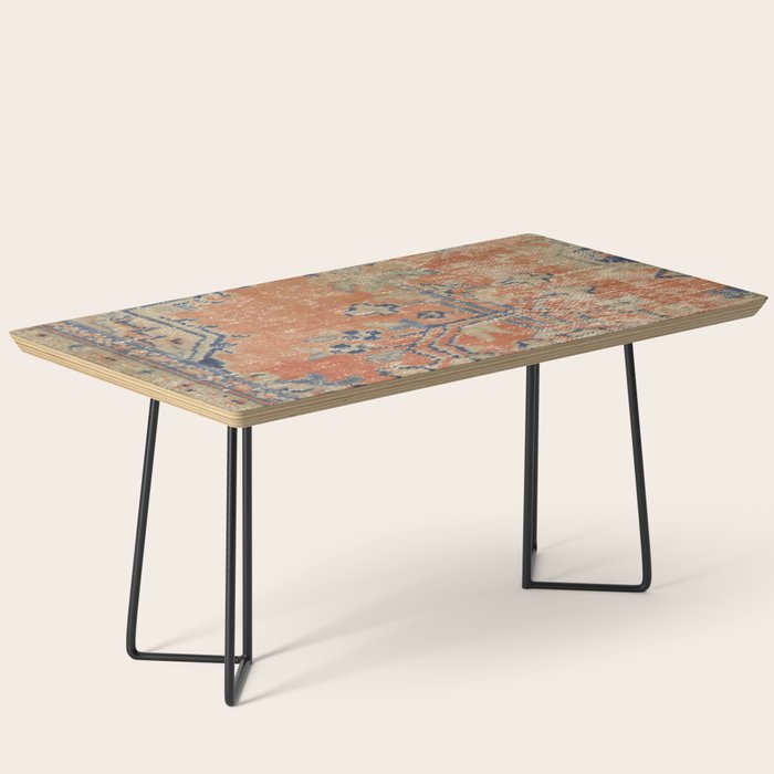 Vintage Woven Navy and Orange Coffee Table Gallery Image 1