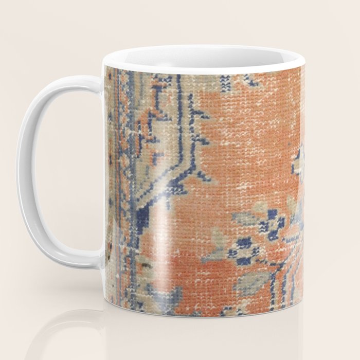 Vintage Woven Navy and Orange Coffee Mug Gallery Image 3