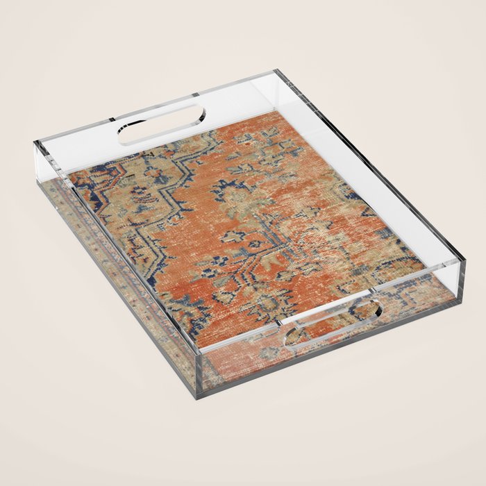 Vintage Woven Navy and Orange Acrylic Tray Gallery Image 1
