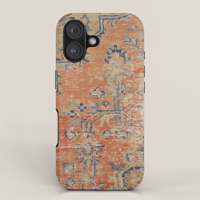 Vintage Woven Navy and Orange iPhone Case Gallery Image 1