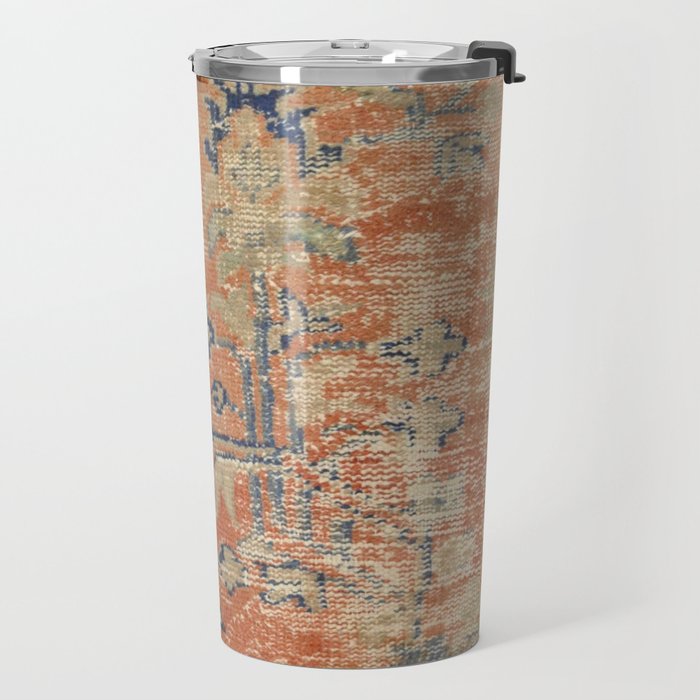 Vintage Woven Navy and Orange Travel Mug Gallery Image 2