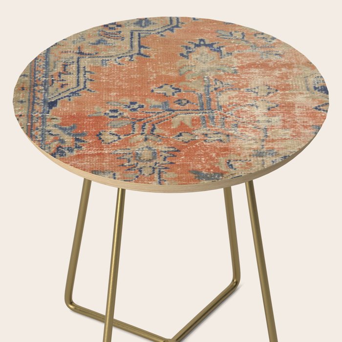 Vintage Woven Navy and Orange Side Table Gallery Image 2