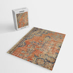 Vintage Woven Navy and Orange Jigsaw Puzzle Gallery Image 2