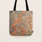 Vintage Woven Navy and Orange Tote Bag Gallery Image 1