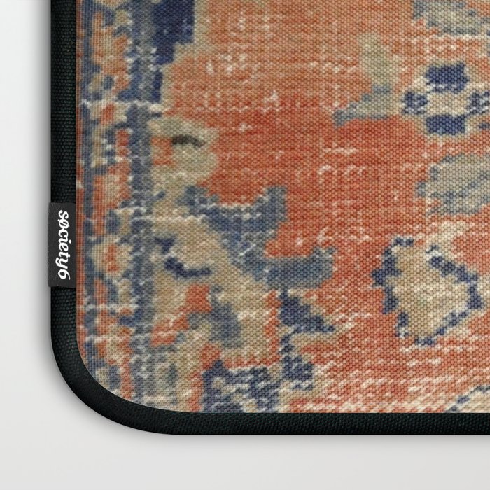 Vintage Woven Navy and Orange Laptop Sleeve Gallery Image 3