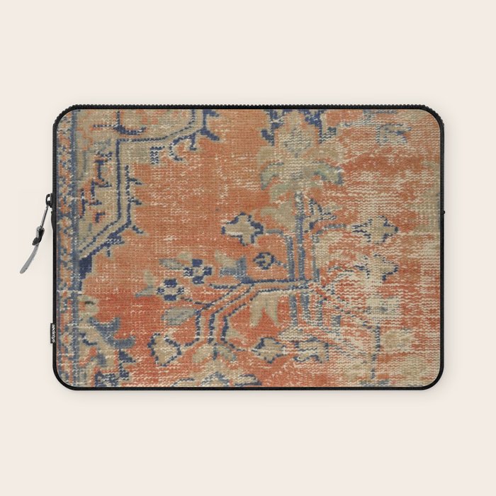Vintage Woven Navy and Orange Laptop Sleeve Gallery Image 1