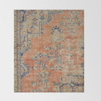 Vintage Woven Navy and Orange Throw Blanket Gallery Image 2