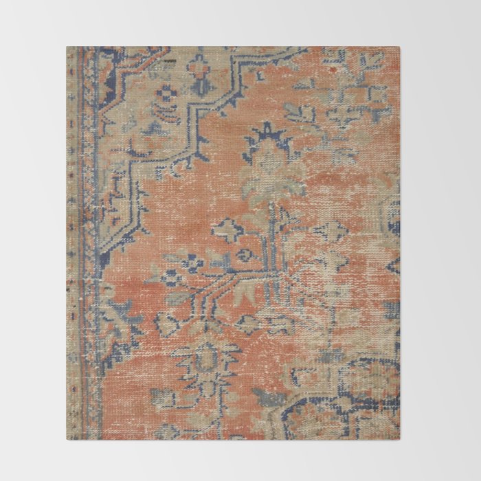 Vintage Woven Navy and Orange Throw Blanket Gallery Image 2