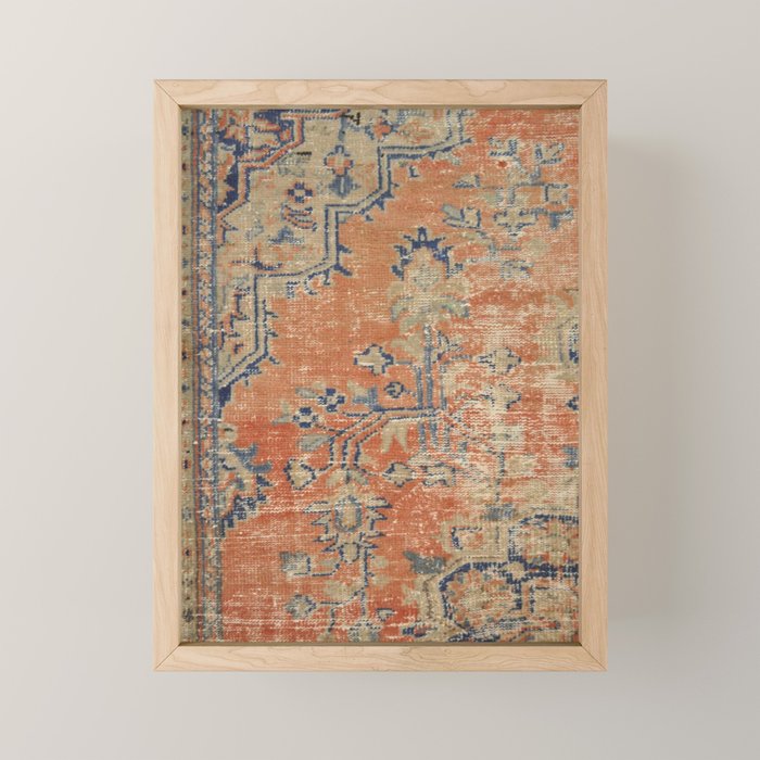 Vintage Woven Navy and Orange Mini Art Print Gallery Image 1