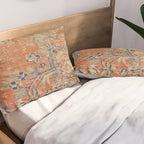 Vintage Woven Navy and Orange Pillow Sham Gallery Image 2