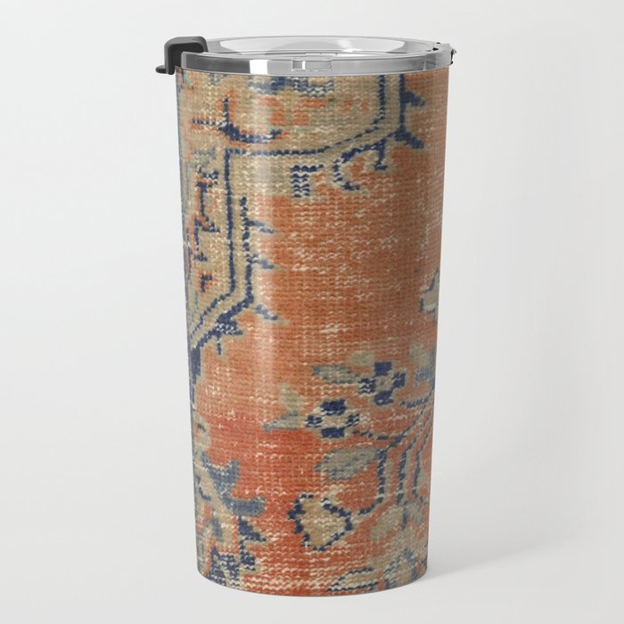 Vintage Woven Navy and Orange Travel Mug Gallery Image 3