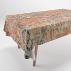 Vintage Woven Navy and Orange Tablecloth Gallery Image 1