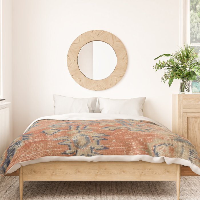 Vintage Woven Navy and Orange Duvet Cover Gallery Image 3