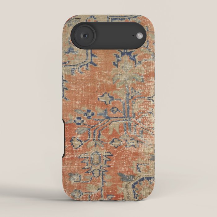 Vintage Woven Navy and Orange iPhone Case Gallery Image 2