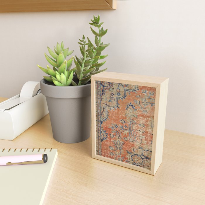 Vintage Woven Navy and Orange Mini Art Print Gallery Image 2