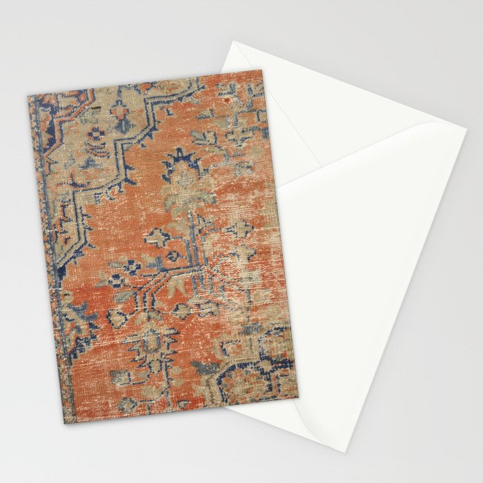 Vintage Woven Navy and Orange Stationery Card Gallery Image 2