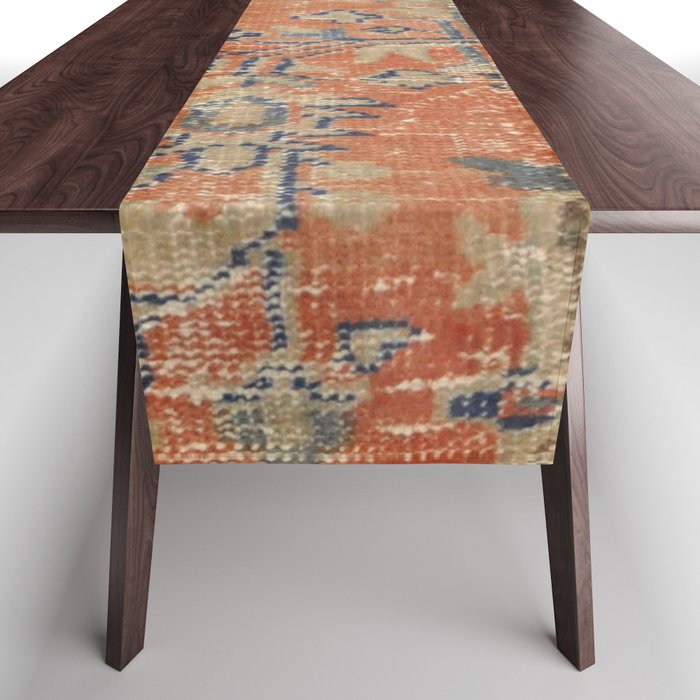 Vintage Woven Navy and Orange Table Runner Gallery Image 1