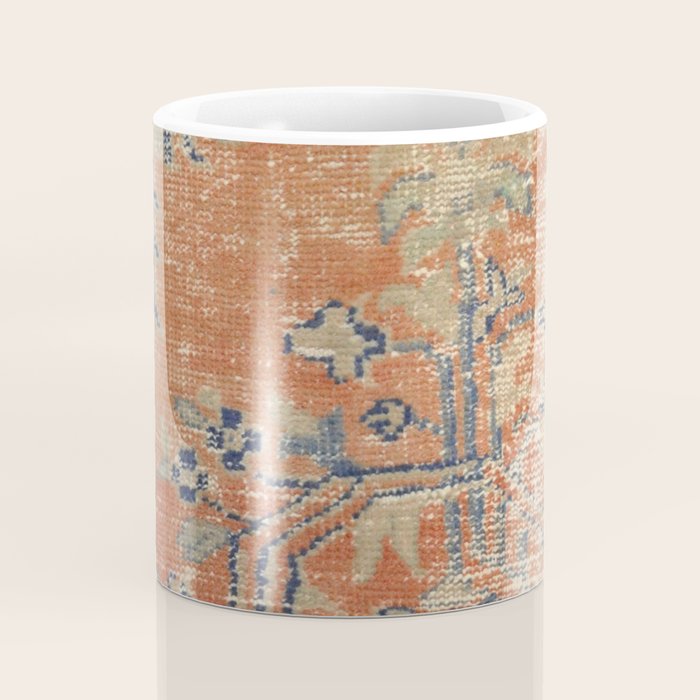 Vintage Woven Navy and Orange Coffee Mug Gallery Image 4