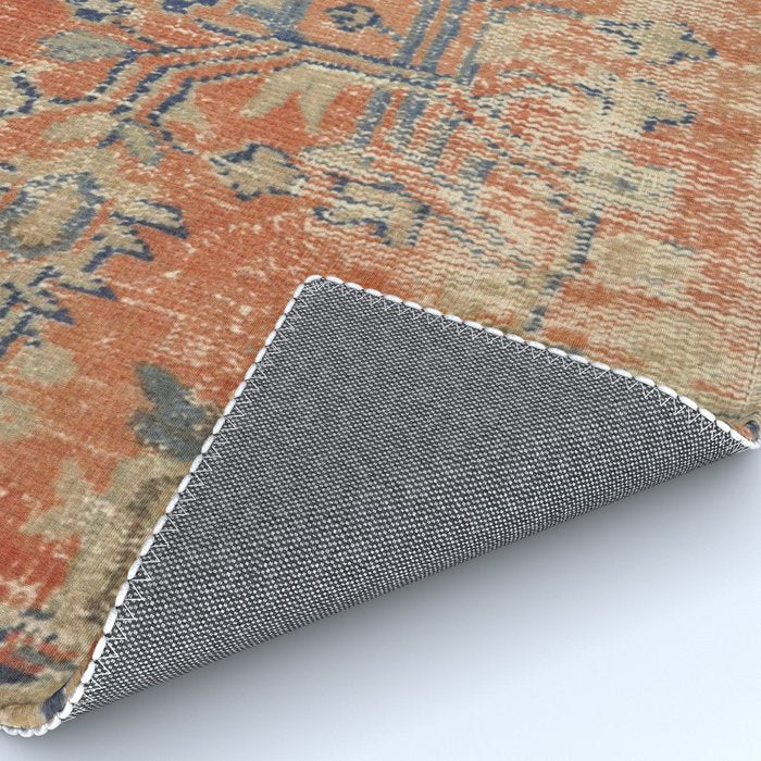 Vintage Woven Navy and Orange Rug Gallery Image 4