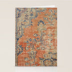 Vintage Woven Navy and Orange Stationery Card Gallery Image 2