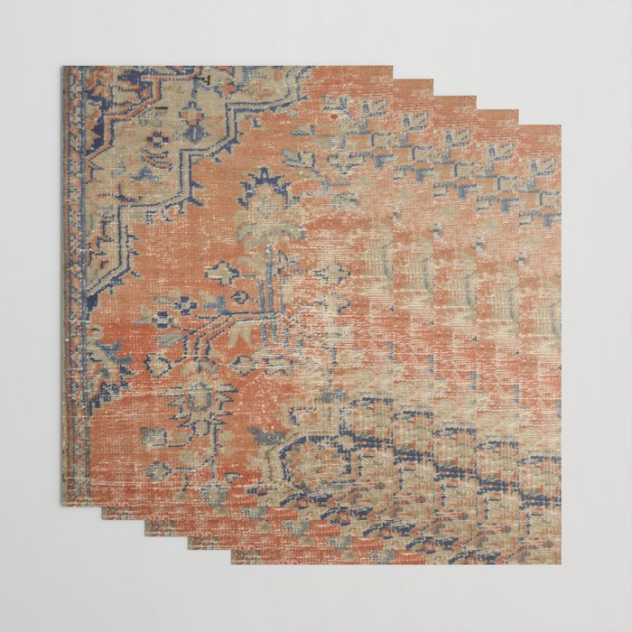 Vintage Woven Navy and Orange Wrapping Paper Gallery Image 3