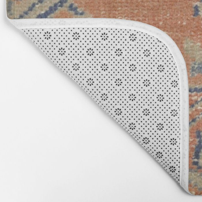 Vintage Woven Navy and Orange Bath Mat Gallery Image 2