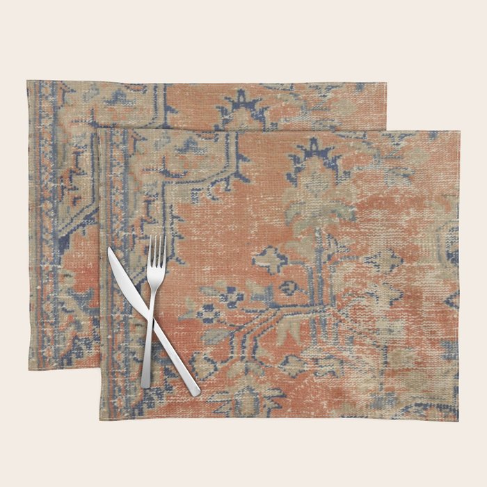 Vintage Woven Navy and Orange Placemat Gallery Image 1