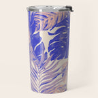 Blue and pink leafy jungle J Travel Mug Gallery Image 2