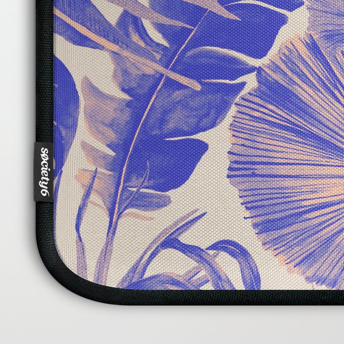 Blue and pink leafy jungle J Laptop Sleeve Gallery Image 3
