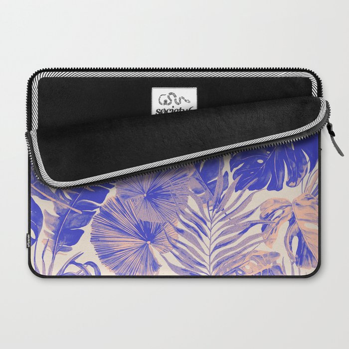 Blue and pink leafy jungle J Laptop Sleeve Gallery Image 2