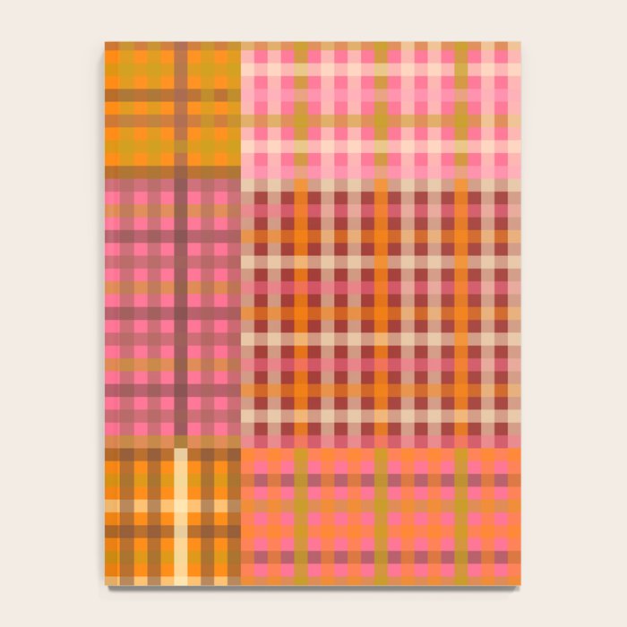 Gingham Patchwork Retro Plaid Check Pattern Pink Orange Moss Notebook Gallery Image 4