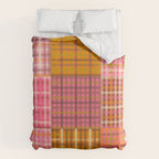 Gingham Patchwork Retro Plaid Check Pattern Pink Orange Moss Duvet Cover Gallery Image 6