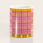 Gingham Patchwork Retro Plaid Check Pattern Pink Orange Moss Coffee Mug Gallery Image 4