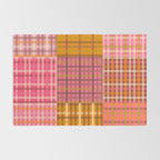 Gingham Patchwork Retro Plaid Check Pattern Pink Orange Moss Rug Gallery Image 2