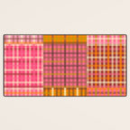 Gingham Patchwork Retro Plaid Check Pattern Pink Orange Moss Desk Mat Gallery Image 3