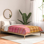 Gingham Patchwork Retro Plaid Check Pattern Pink Orange Moss Comforter Gallery Image 2
