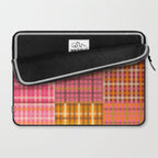 Gingham Patchwork Retro Plaid Check Pattern Pink Orange Moss Laptop Sleeve Gallery Image 2