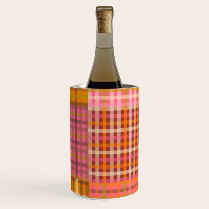Gingham Patchwork Retro Plaid Check Pattern Pink Orange Moss Wine Chiller Gallery Image 3
