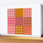 Gingham Patchwork Retro Plaid Check Pattern Pink Orange Moss Wall Mural Gallery Image 2