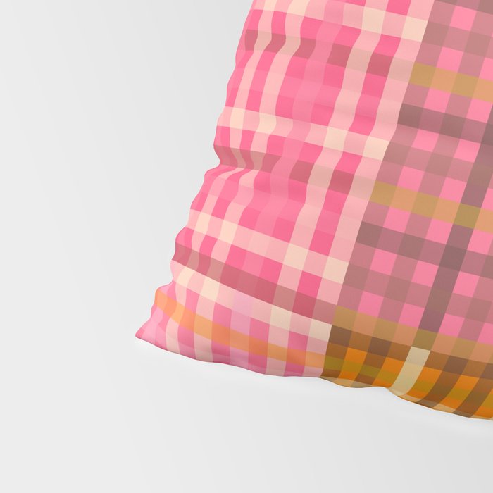 Gingham Patchwork Retro Plaid Check Pattern Pink Orange Moss Pillow Sham Gallery Image 4