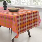 Gingham Patchwork Retro Plaid Check Pattern Pink Orange Moss Tablecloth Gallery Image 3