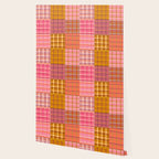 Gingham Patchwork Retro Plaid Check Pattern Pink Orange Moss Wallpaper Gallery Image 2