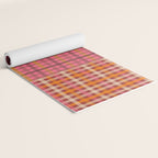 Gingham Patchwork Retro Plaid Check Pattern Pink Orange Moss Yoga Mat Gallery Image 2