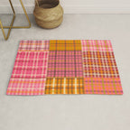 Gingham Patchwork Retro Plaid Check Pattern Pink Orange Moss Rug Gallery Image 1