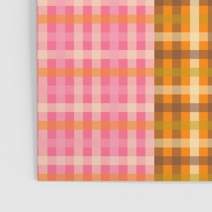 Gingham Patchwork Retro Plaid Check Pattern Pink Orange Moss Poster Gallery Image 3